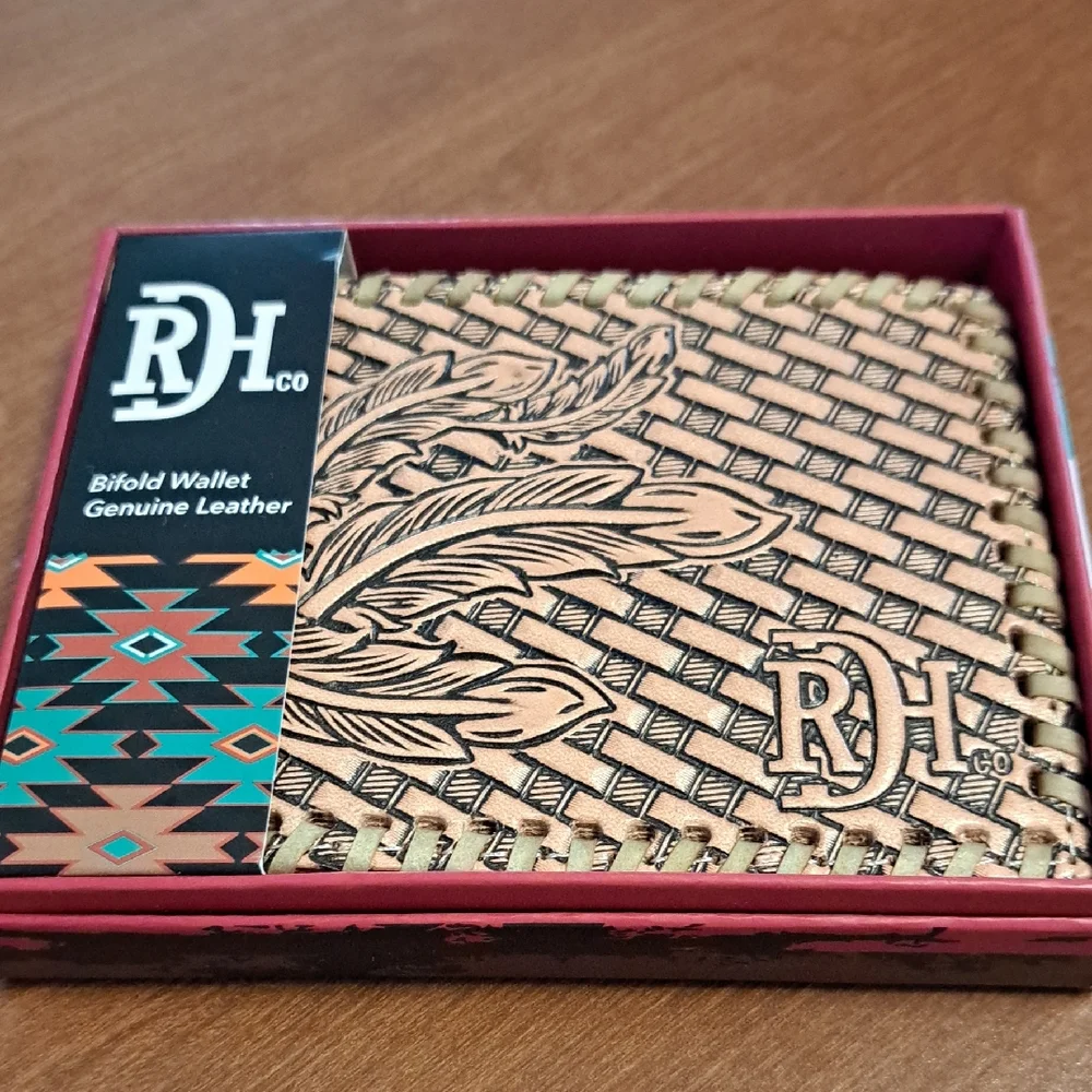 Red Dirt Zhat Woven Leather Money Clip - Tan and Black